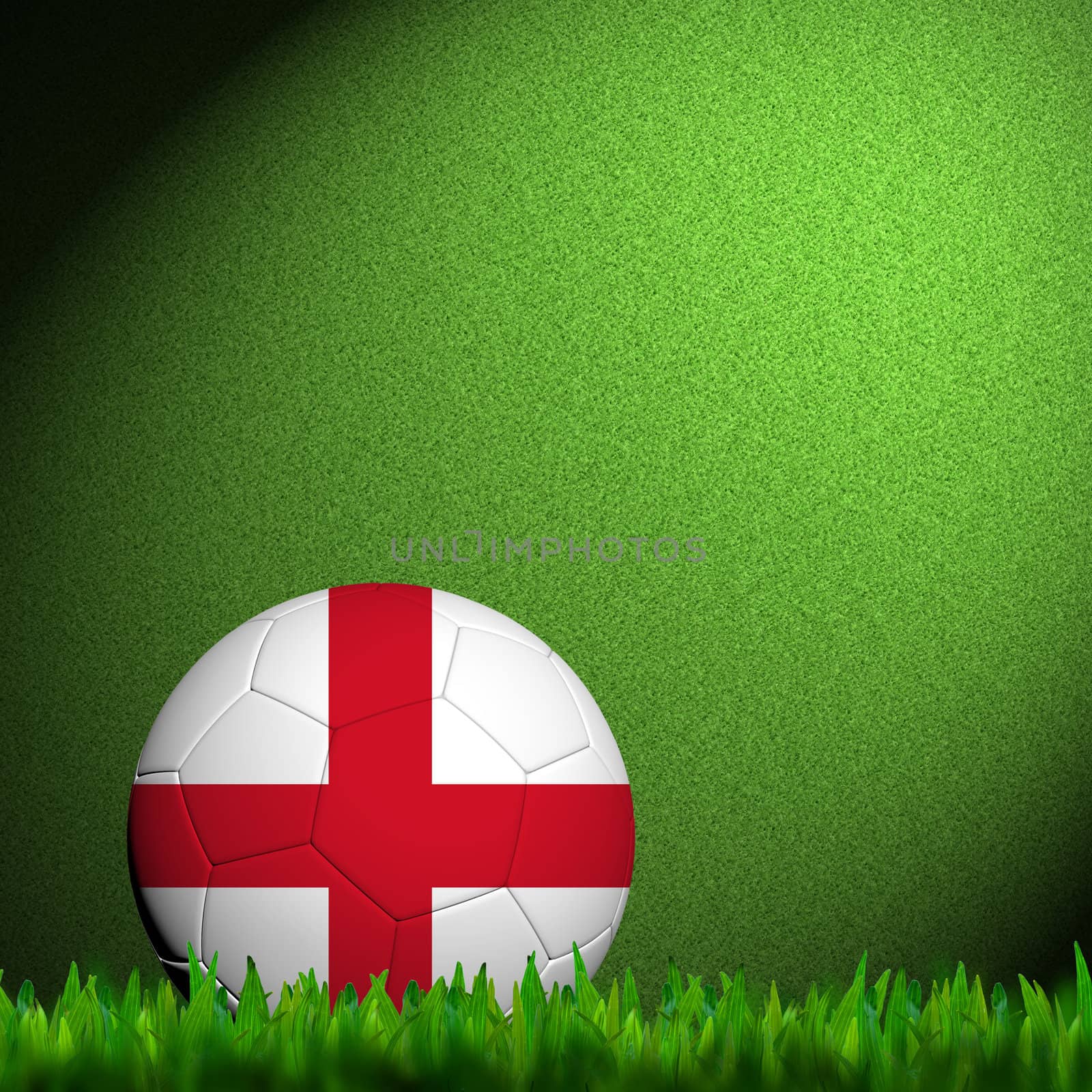 3D Football England Flag Patter in green grass by jakgree