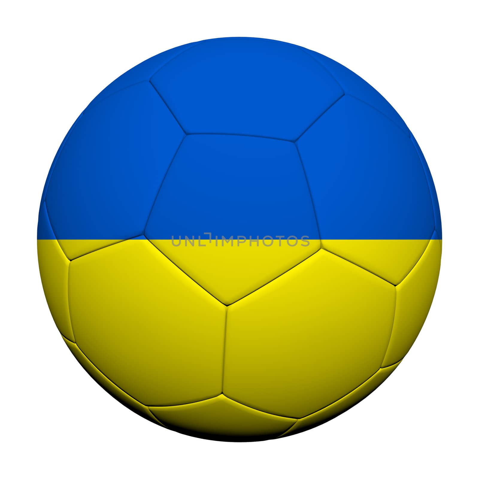Ukraine Flag Pattern 3d rendering of a soccer ball 