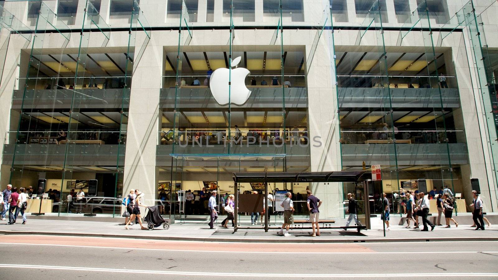 Apple Store in Sydney with people shopping for computers, Australia