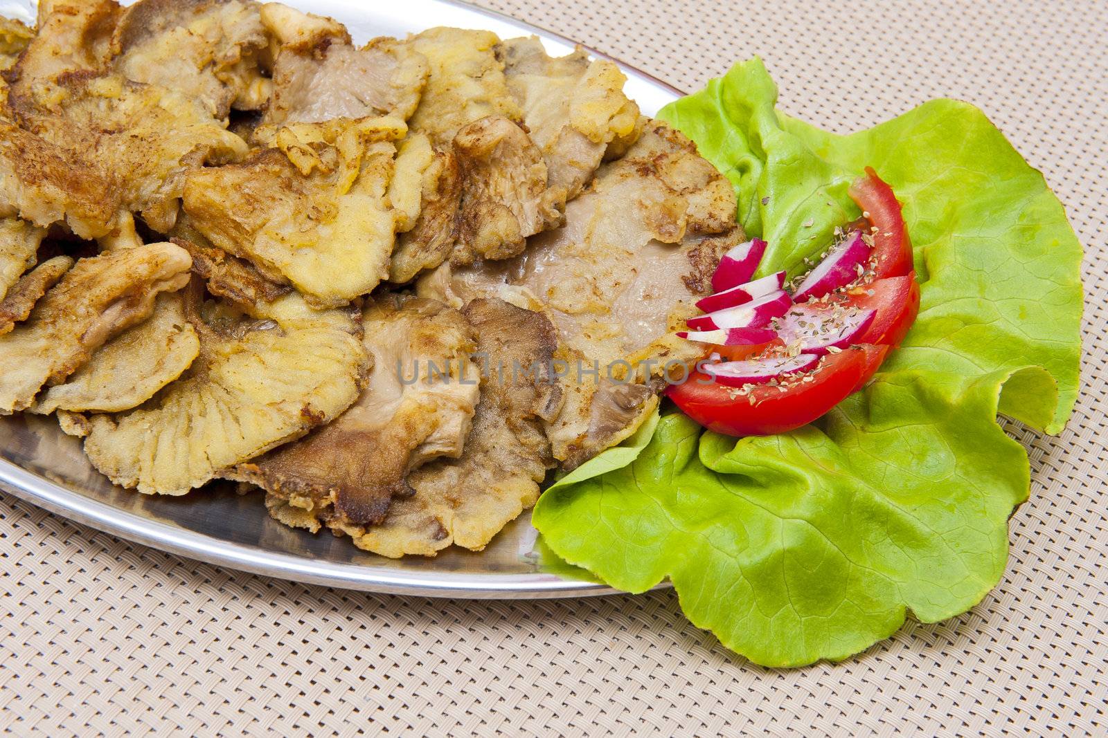 Edible mushrooms on the plate