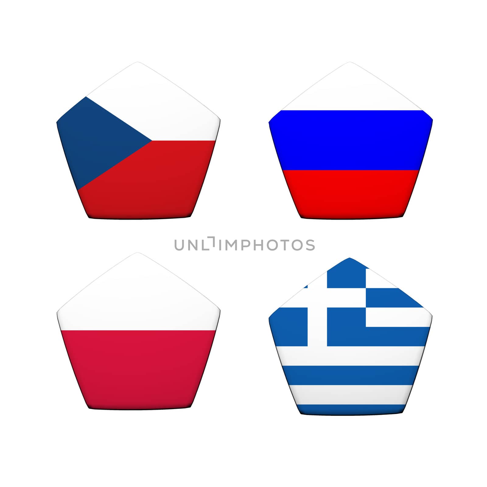 3d rendering a part of soccer ball with flag pattern, European Soccer Championship Group A