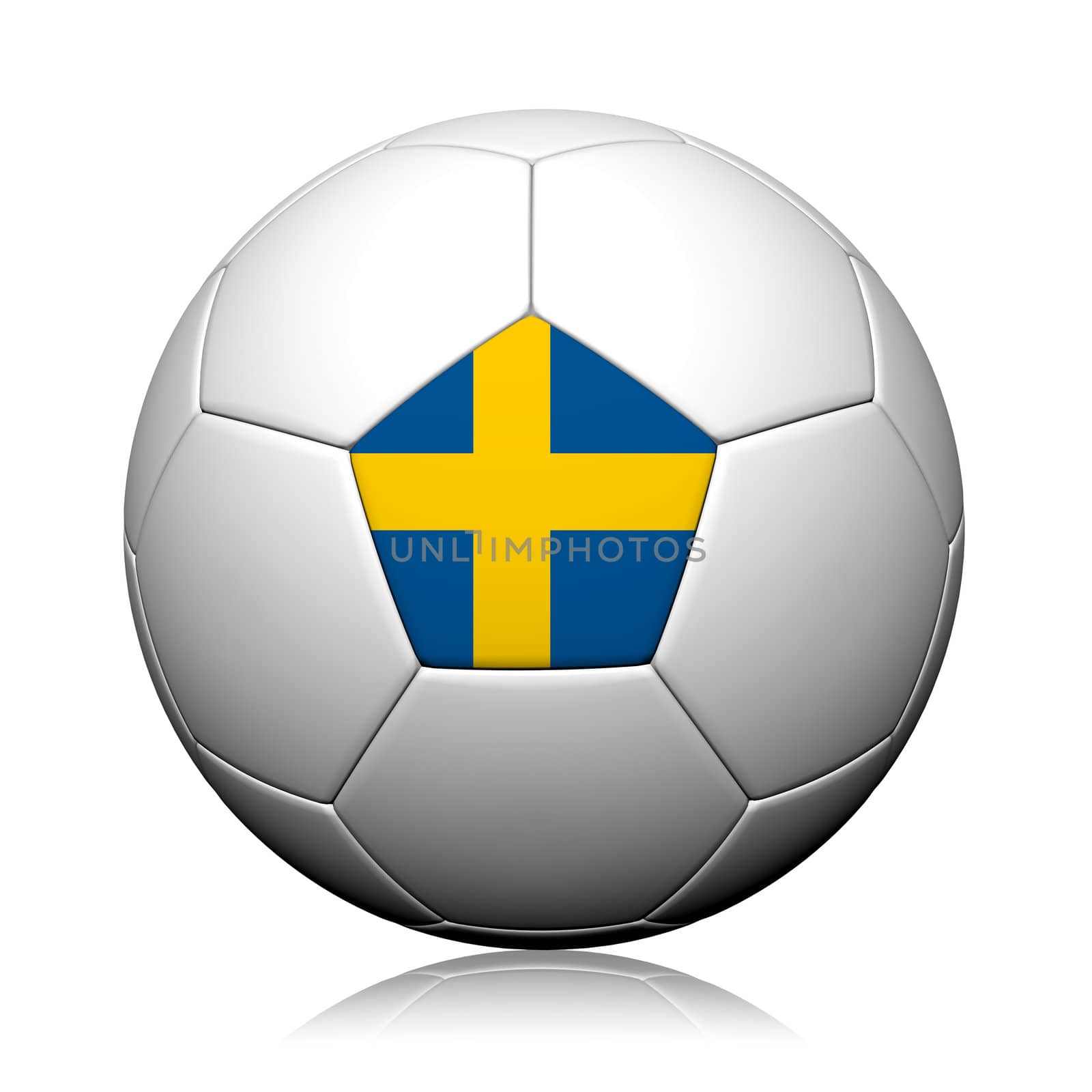 Sweden Flag Pattern 3d rendering of a soccer ball