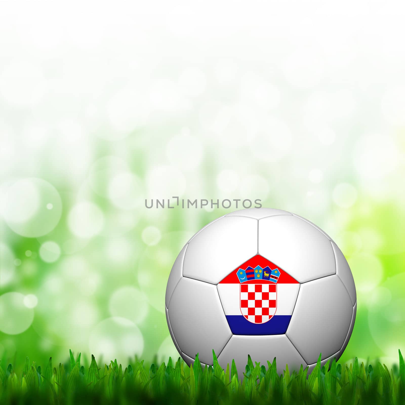 3D Football Croatia Flag Patter in green grass and background by jakgree