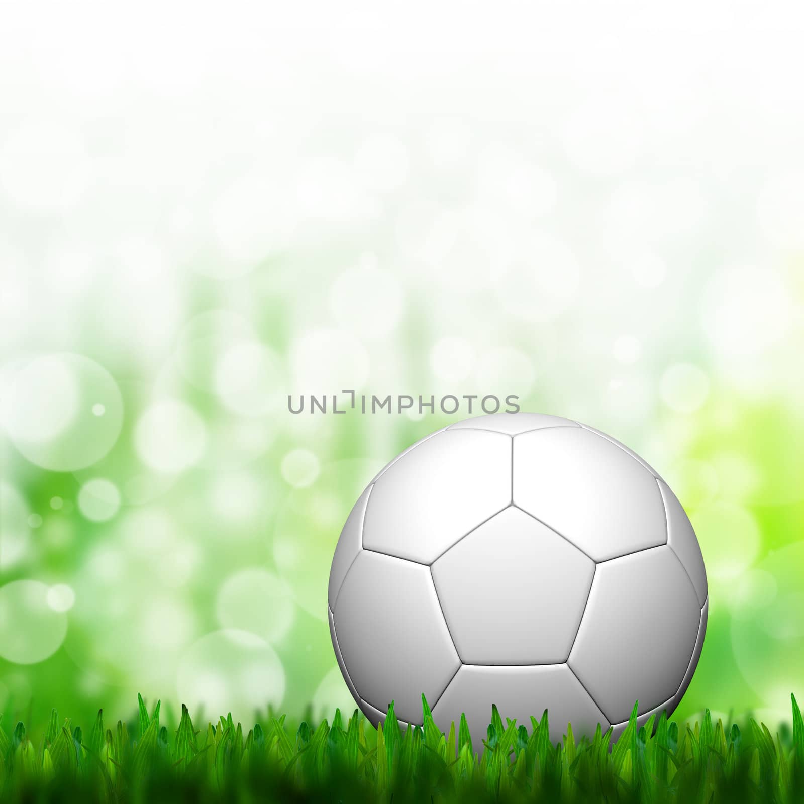 3D Football in green grass and background by jakgree