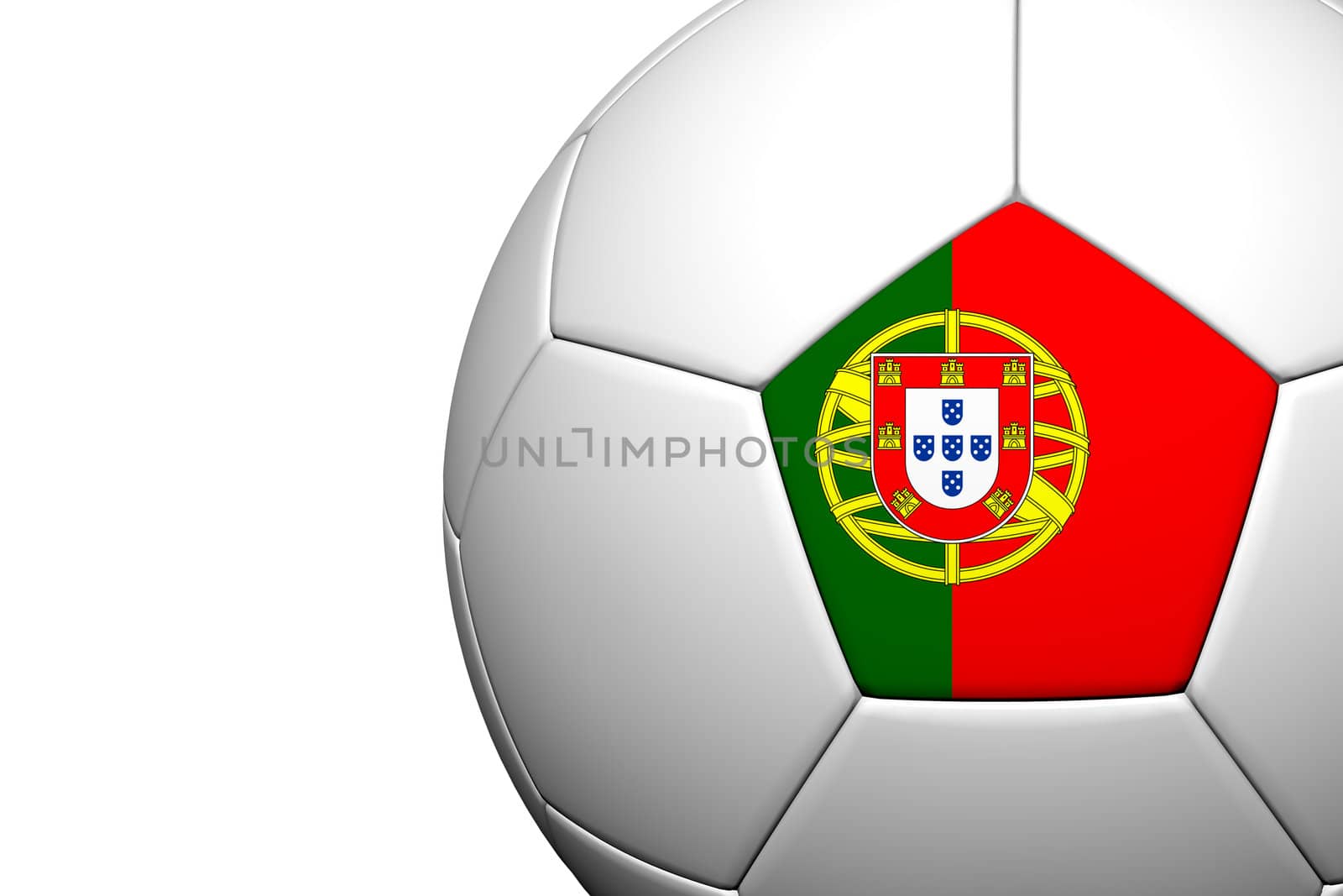 Portugal Flag Pattern 3d rendering of a soccer ball