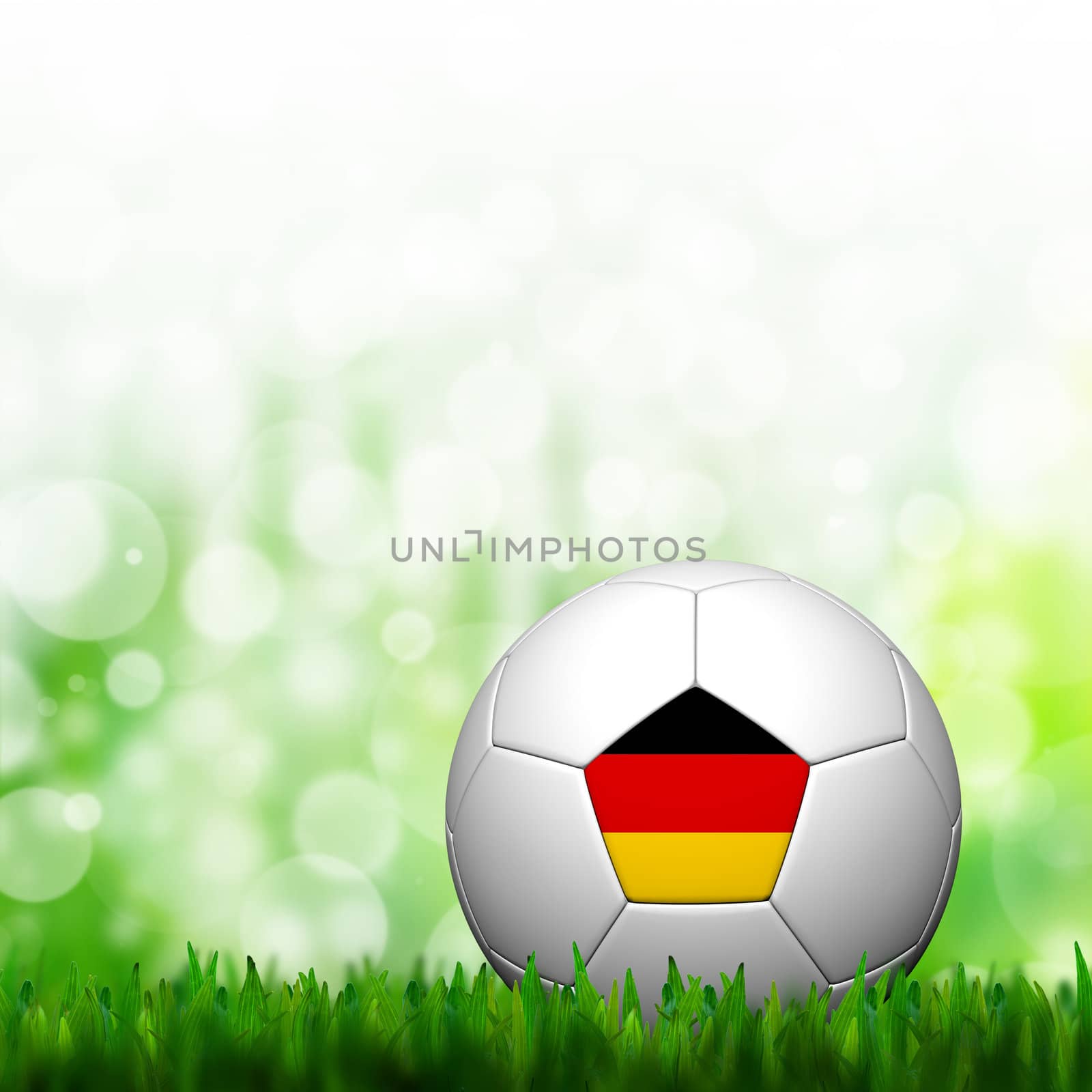 3D Football Germany Flag Patter in green grass and background