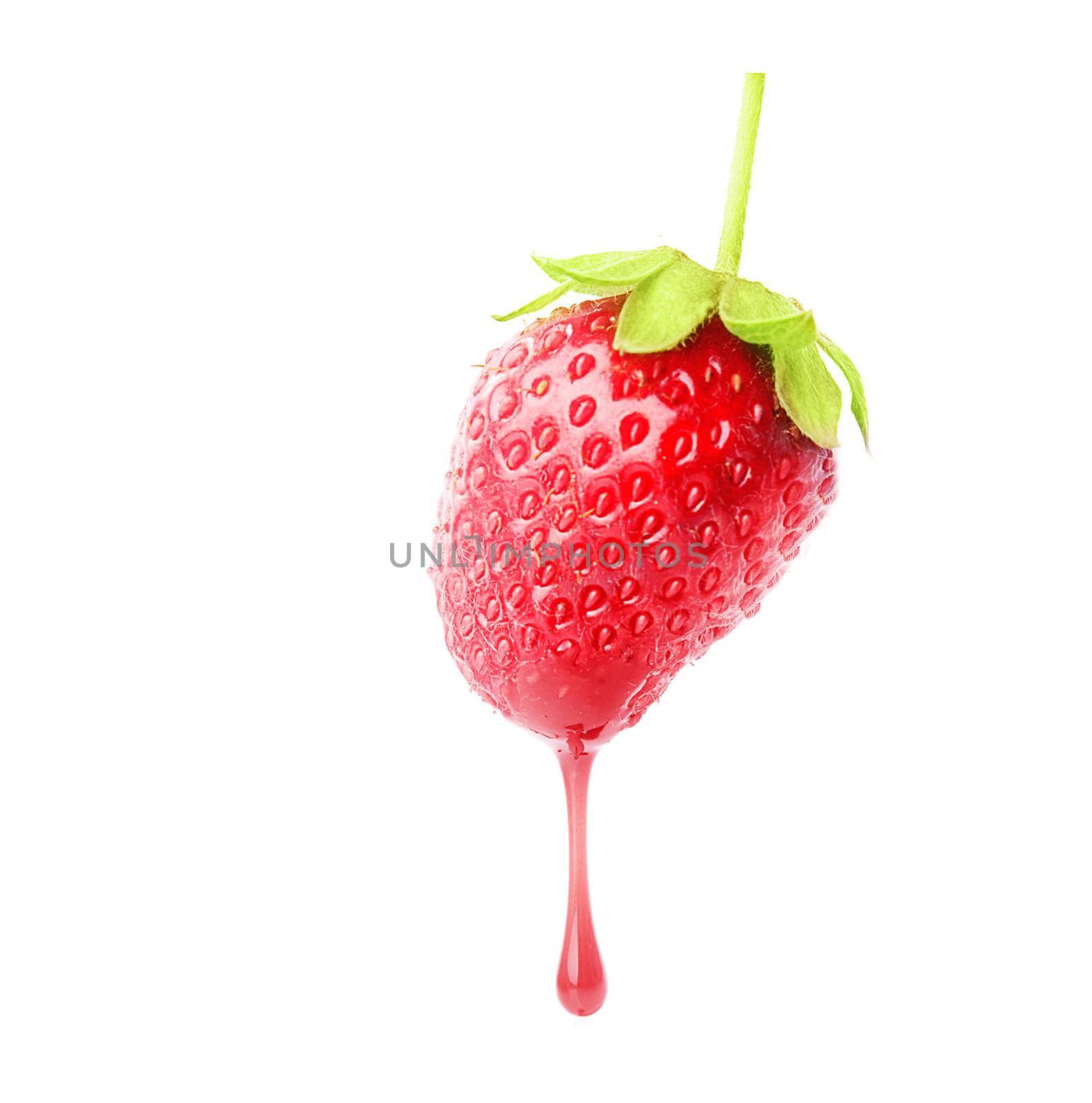A making strawberry syrup concept on white