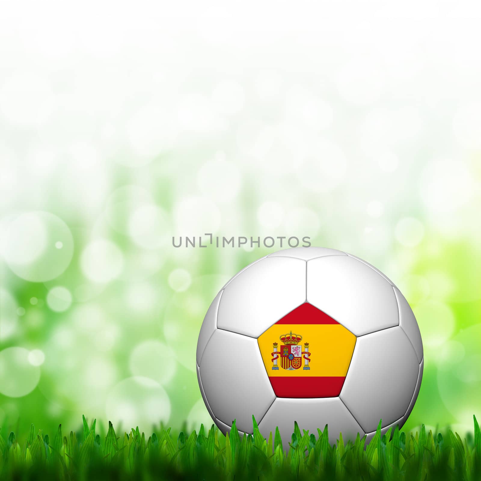 3D Football Spain Flag Patter in green grass and background by jakgree