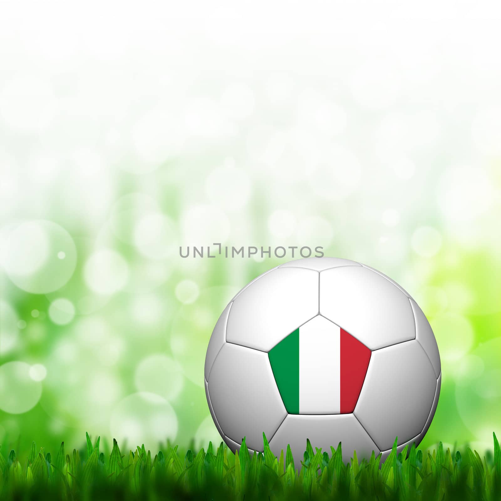 3D Football Italy Flag Patter in green grass and background by jakgree