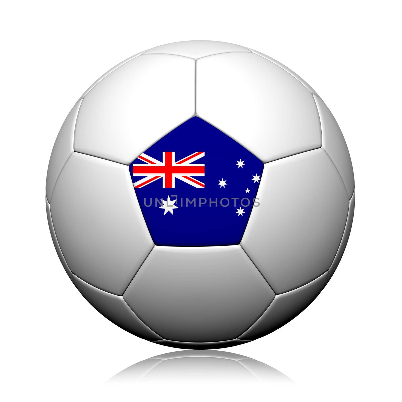 Australia Flag Pattern 3d rendering of a soccer ball by jakgree
