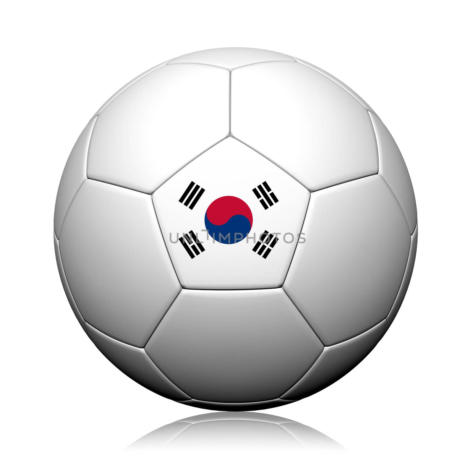 Korea Flag Pattern 3d rendering of a soccer ball by jakgree