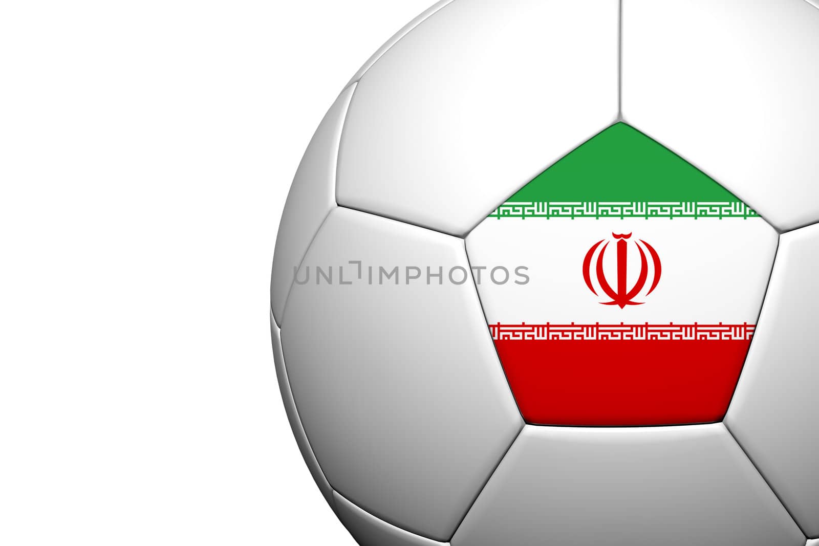 Iran Flag Pattern 3d rendering of a soccer ball