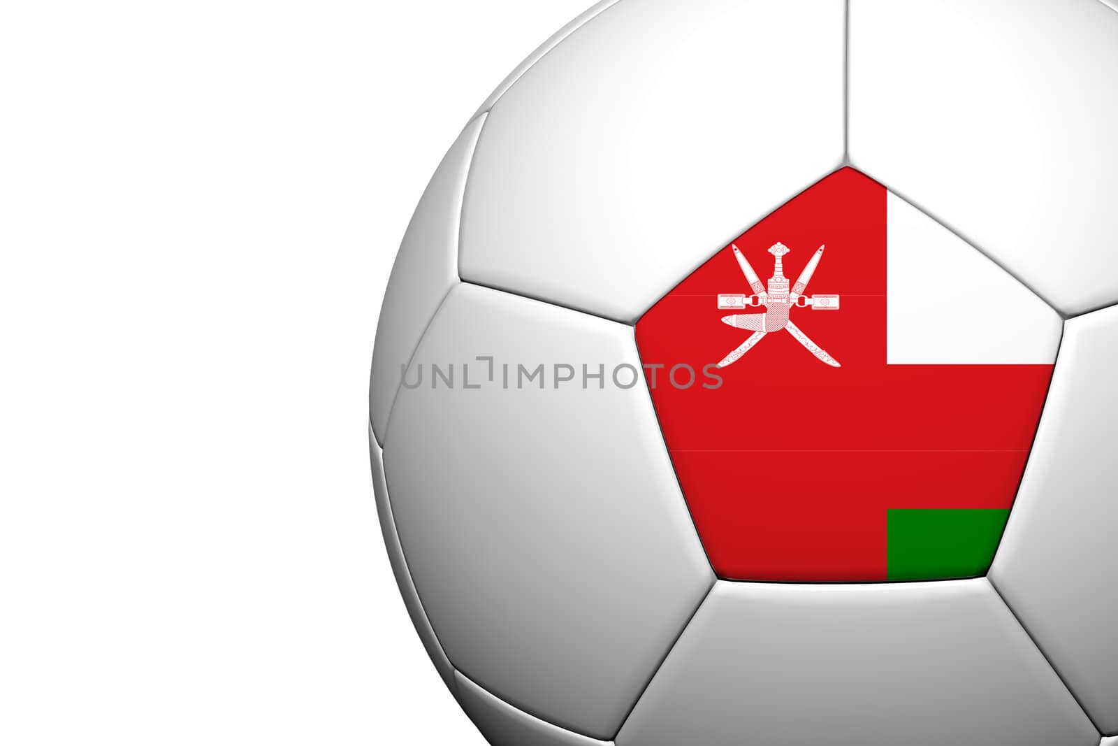 Oman Flag Pattern 3d rendering of a soccer ball