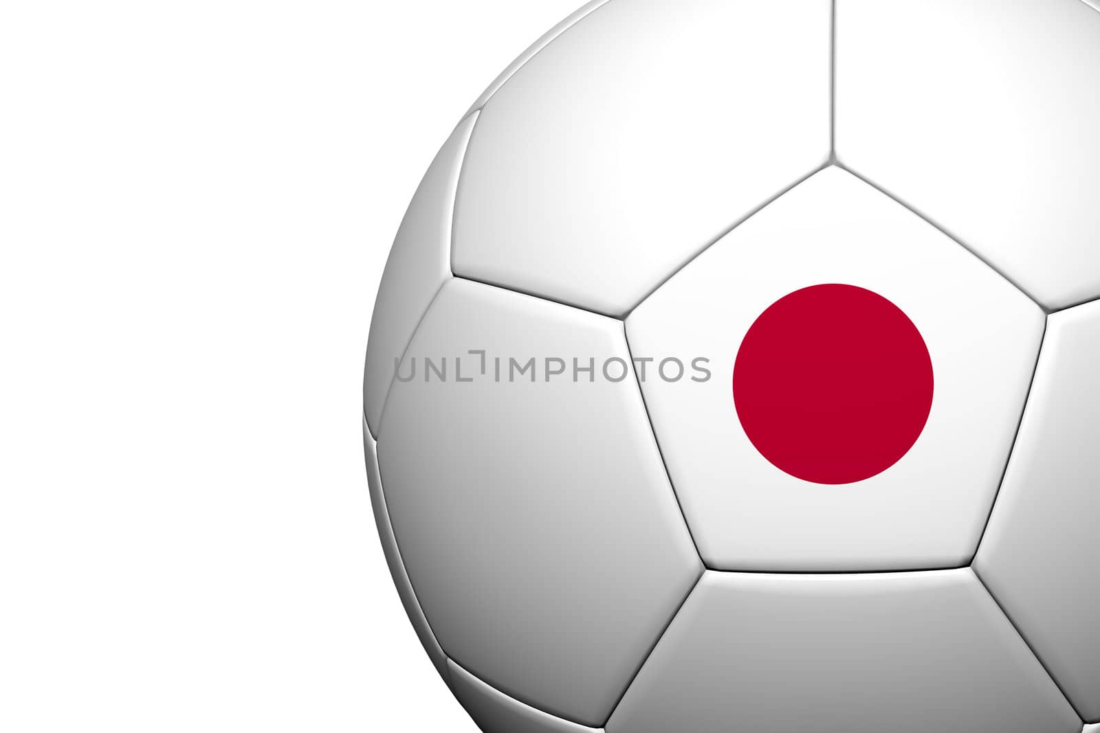 Japan Flag Pattern 3d rendering of a soccer ball