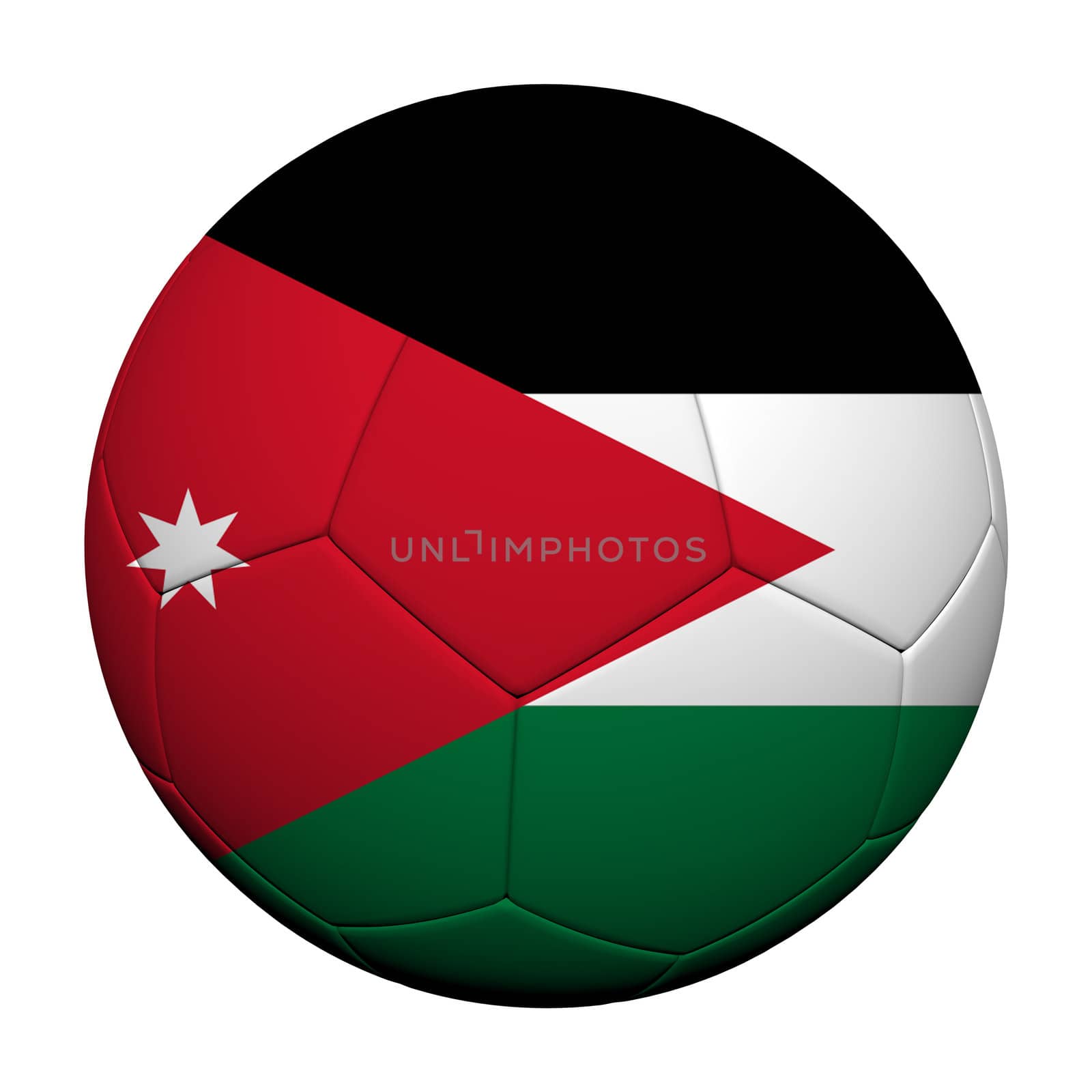 Jordan Flag Pattern 3d rendering of a soccer ball  by jakgree