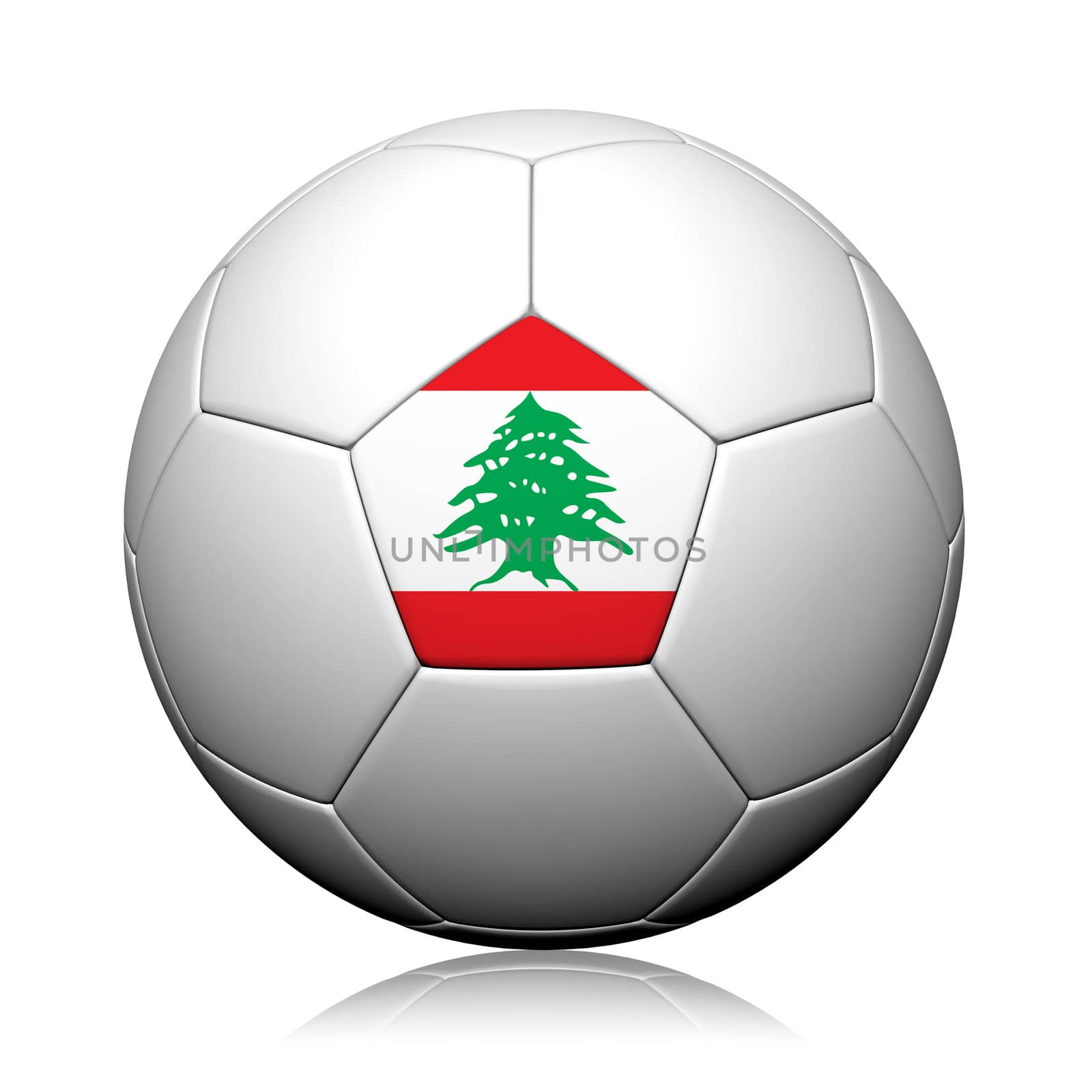 Lebanon Flag Pattern 3d rendering of a soccer ball