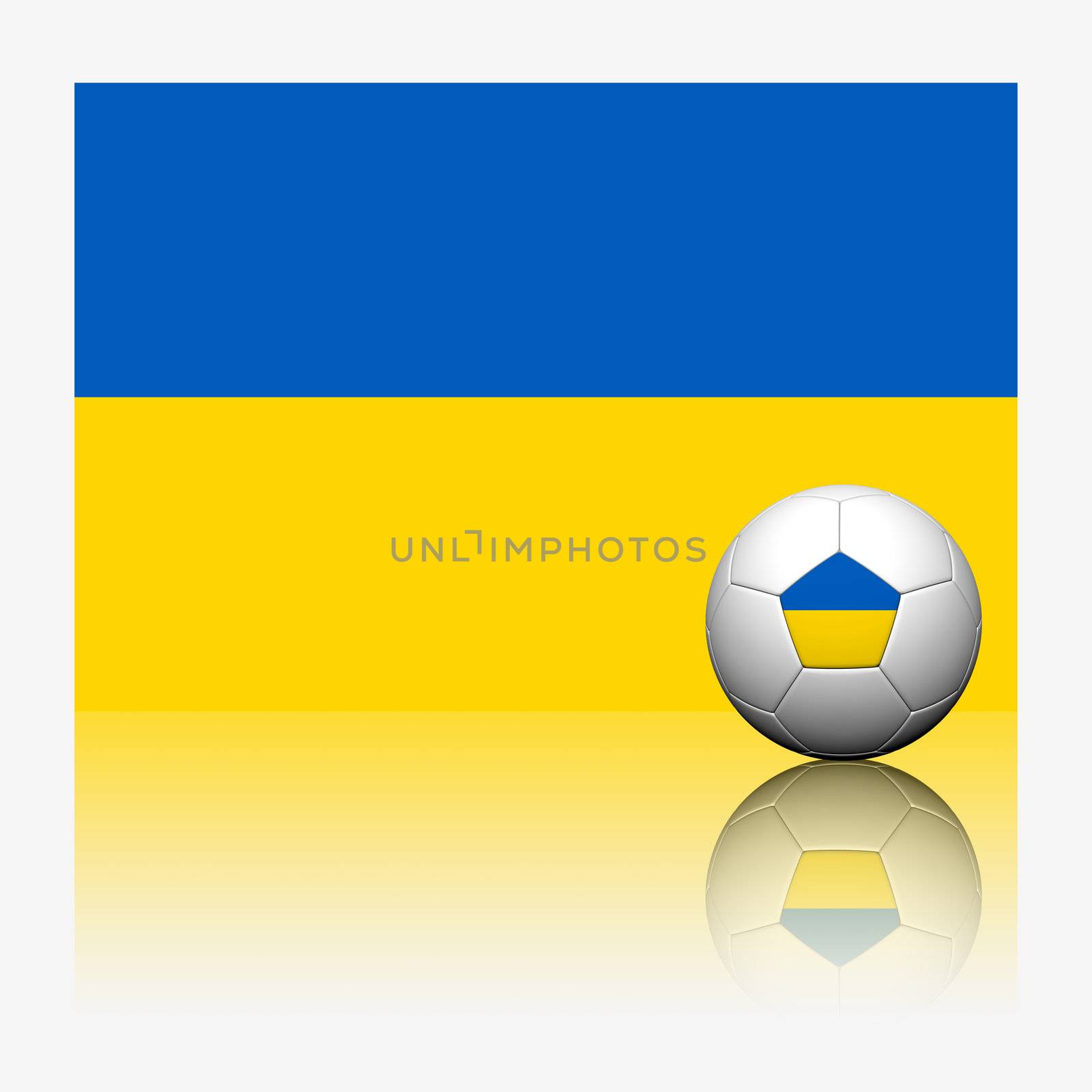 Ukraine soccer football and flag with reflect on white backgroun by jakgree