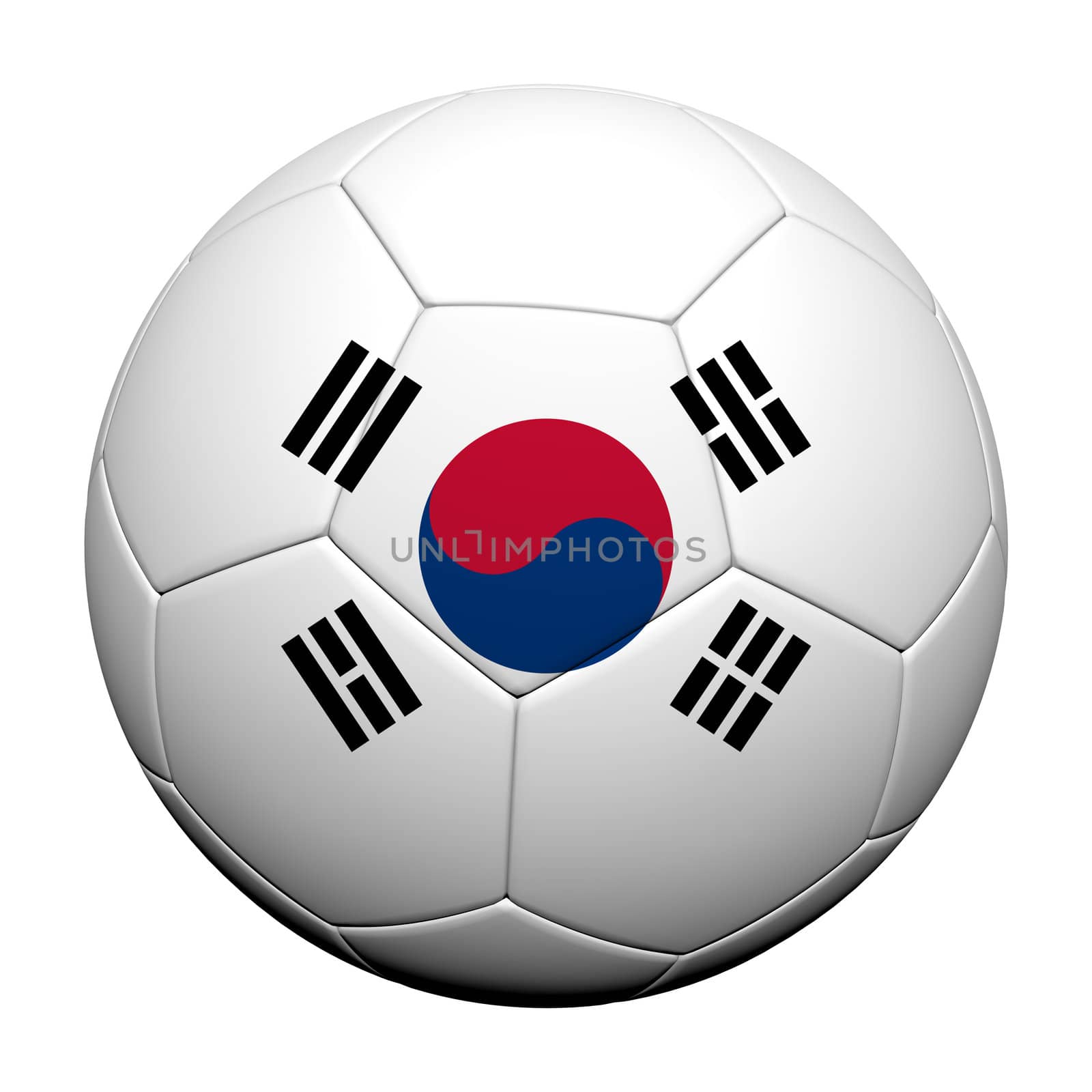 Korea Flag Pattern 3d rendering of a soccer ball  by jakgree