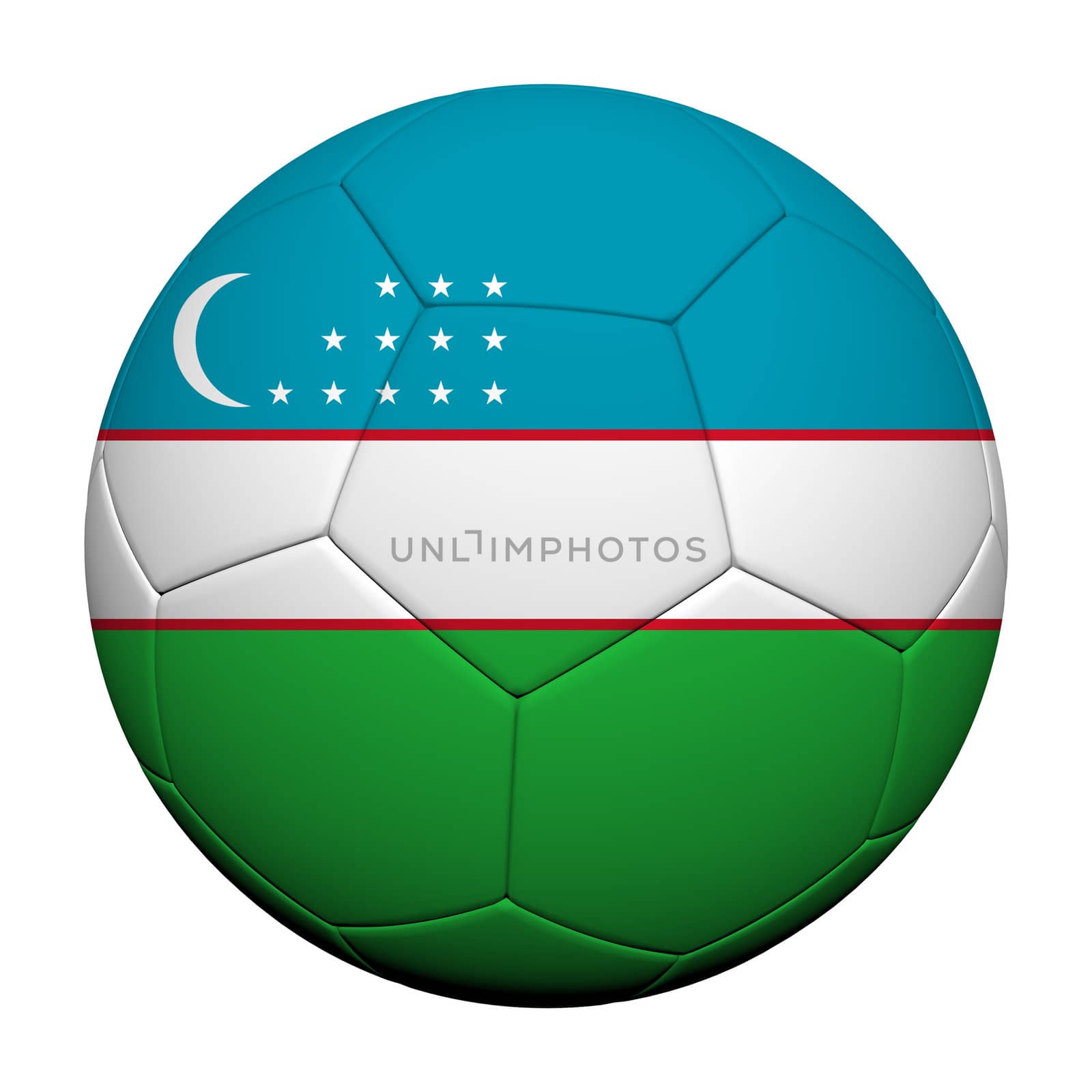Uzbekistan Flag Pattern 3d rendering of a soccer ball  by jakgree