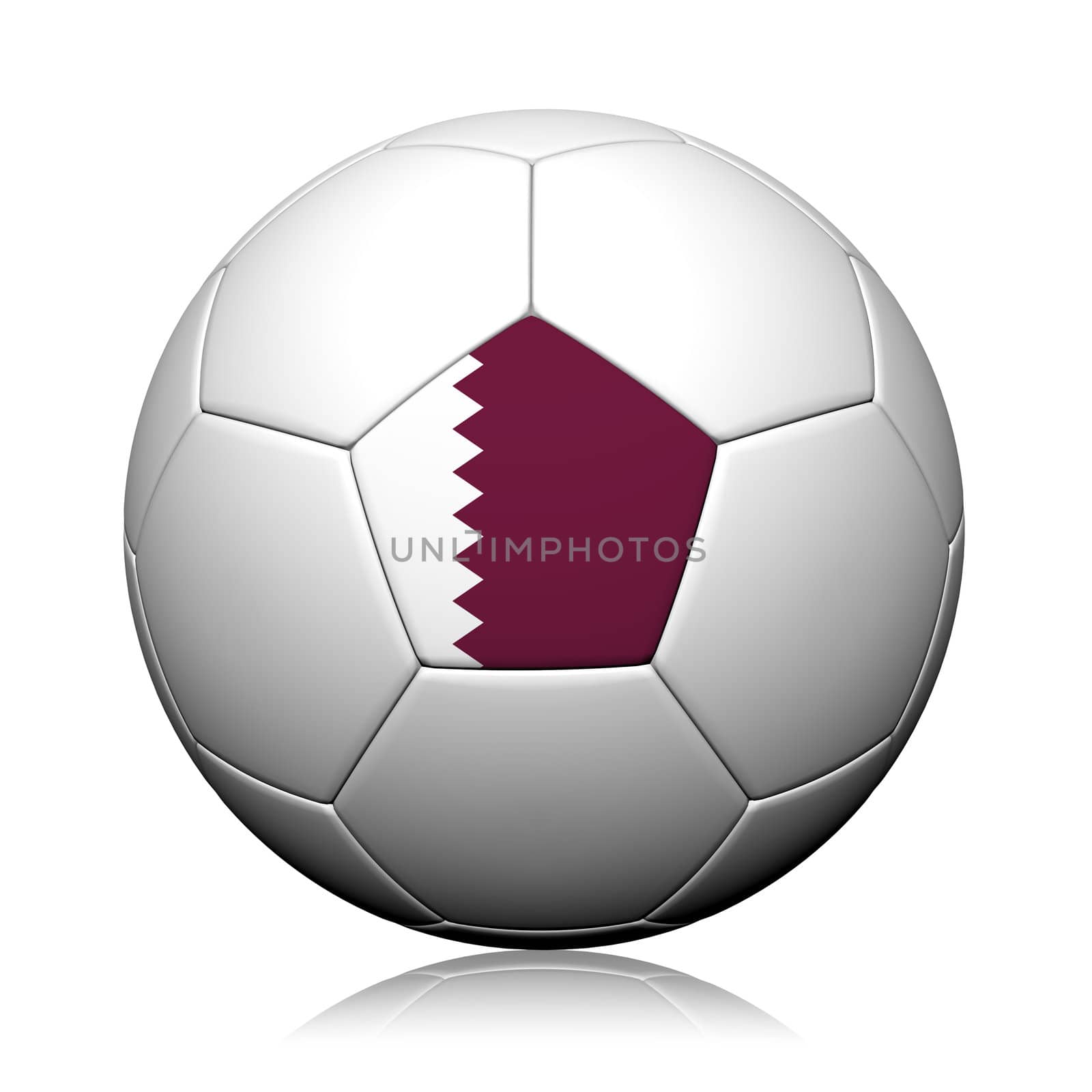 Qatar Flag Pattern 3d rendering of a soccer ball