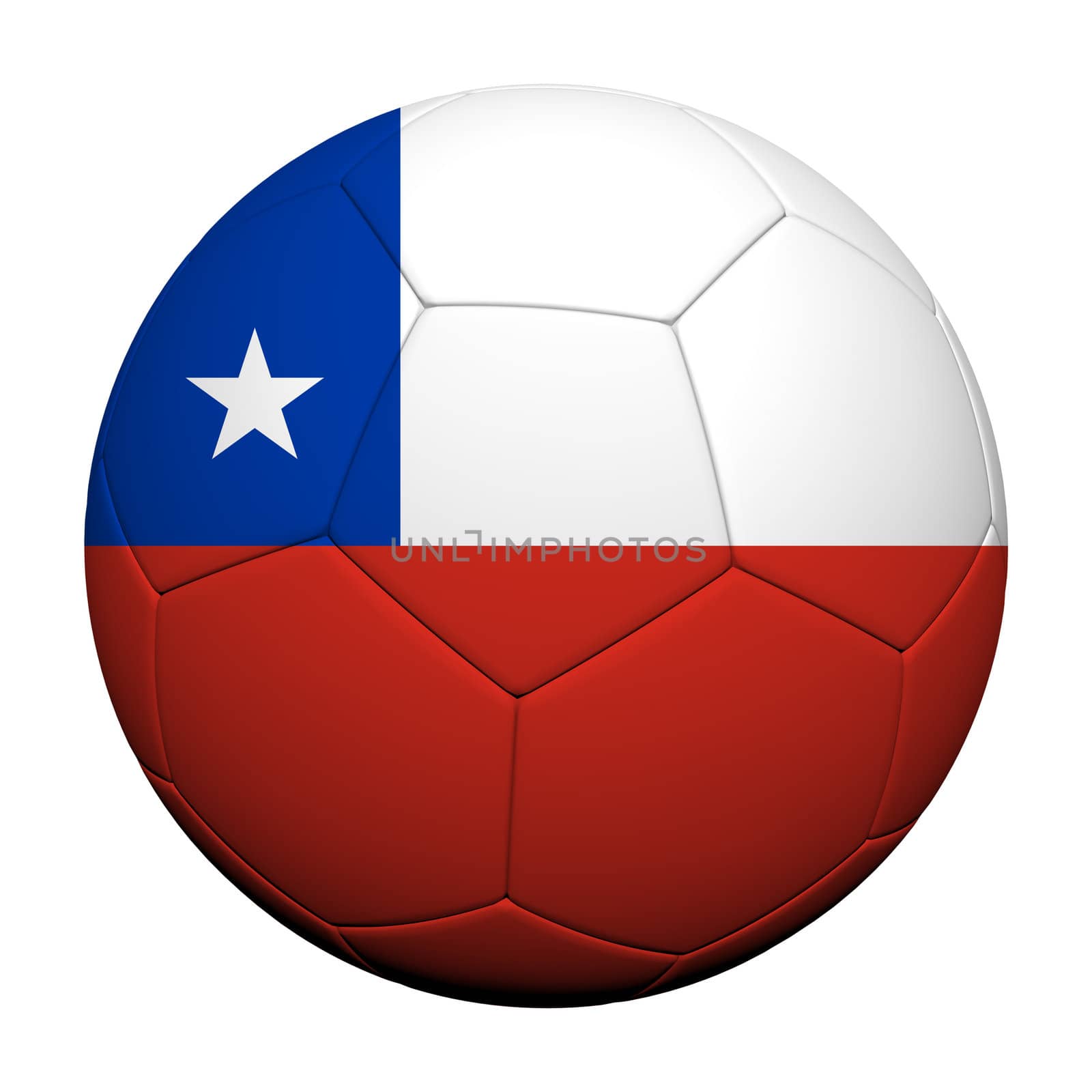 Chile  Flag Pattern 3d rendering of a soccer ball  by jakgree