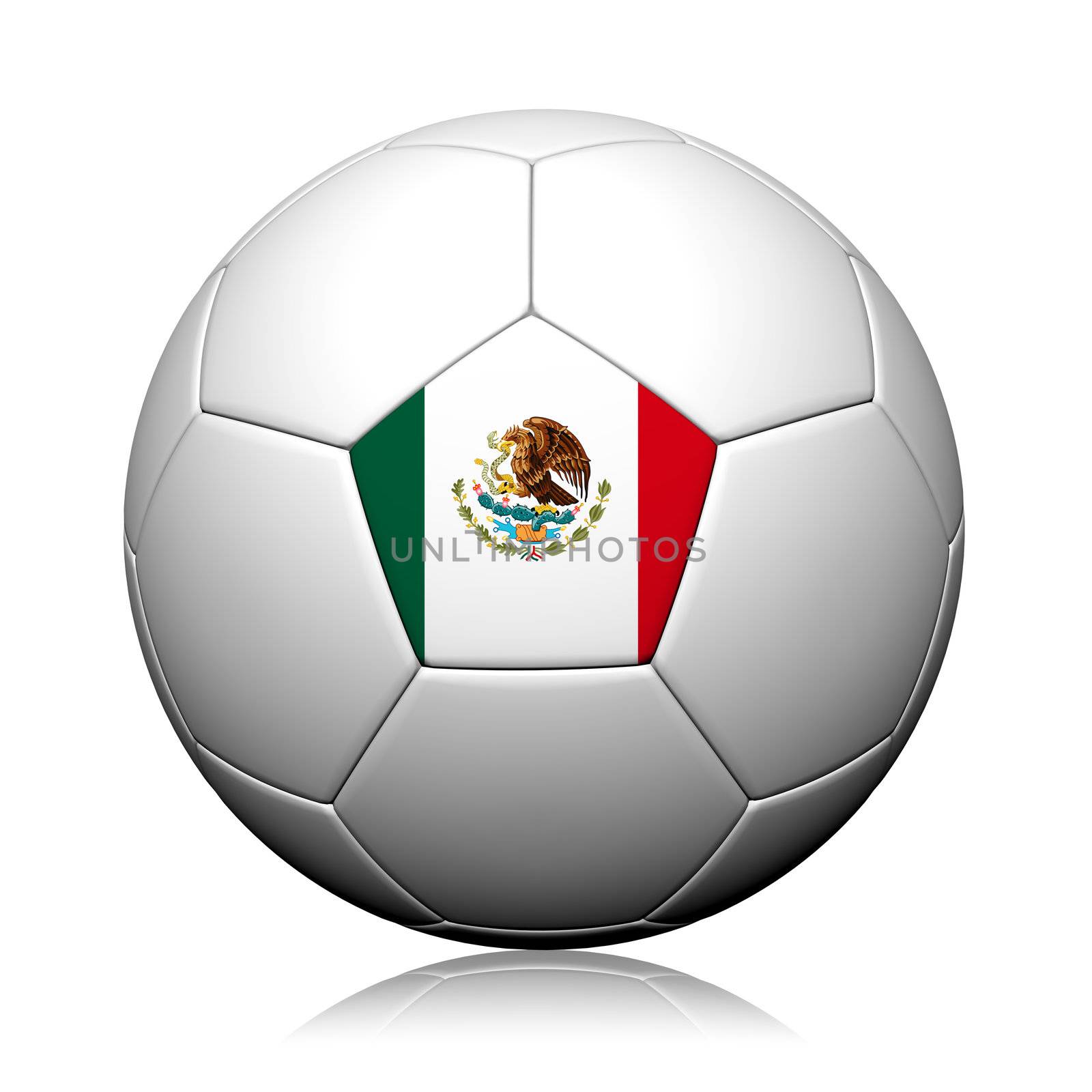 Mexico Flag Pattern 3d rendering of a soccer ball by jakgree