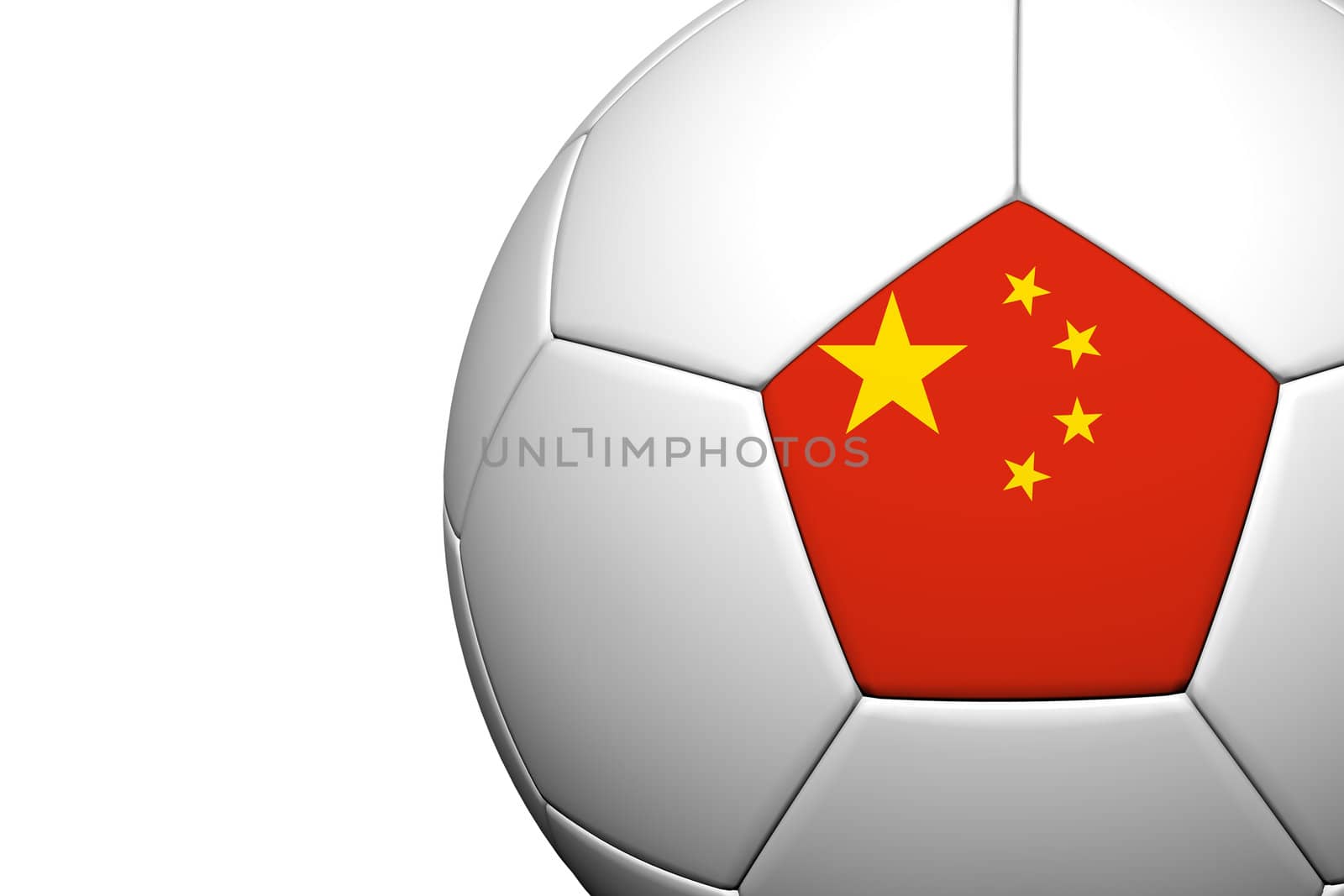 China Flag Pattern 3d rendering of a soccer ball isolate on white background