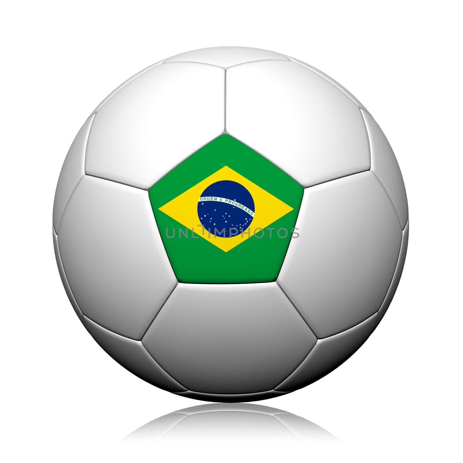 Brazil Flag Pattern 3d rendering of a soccer ball by jakgree