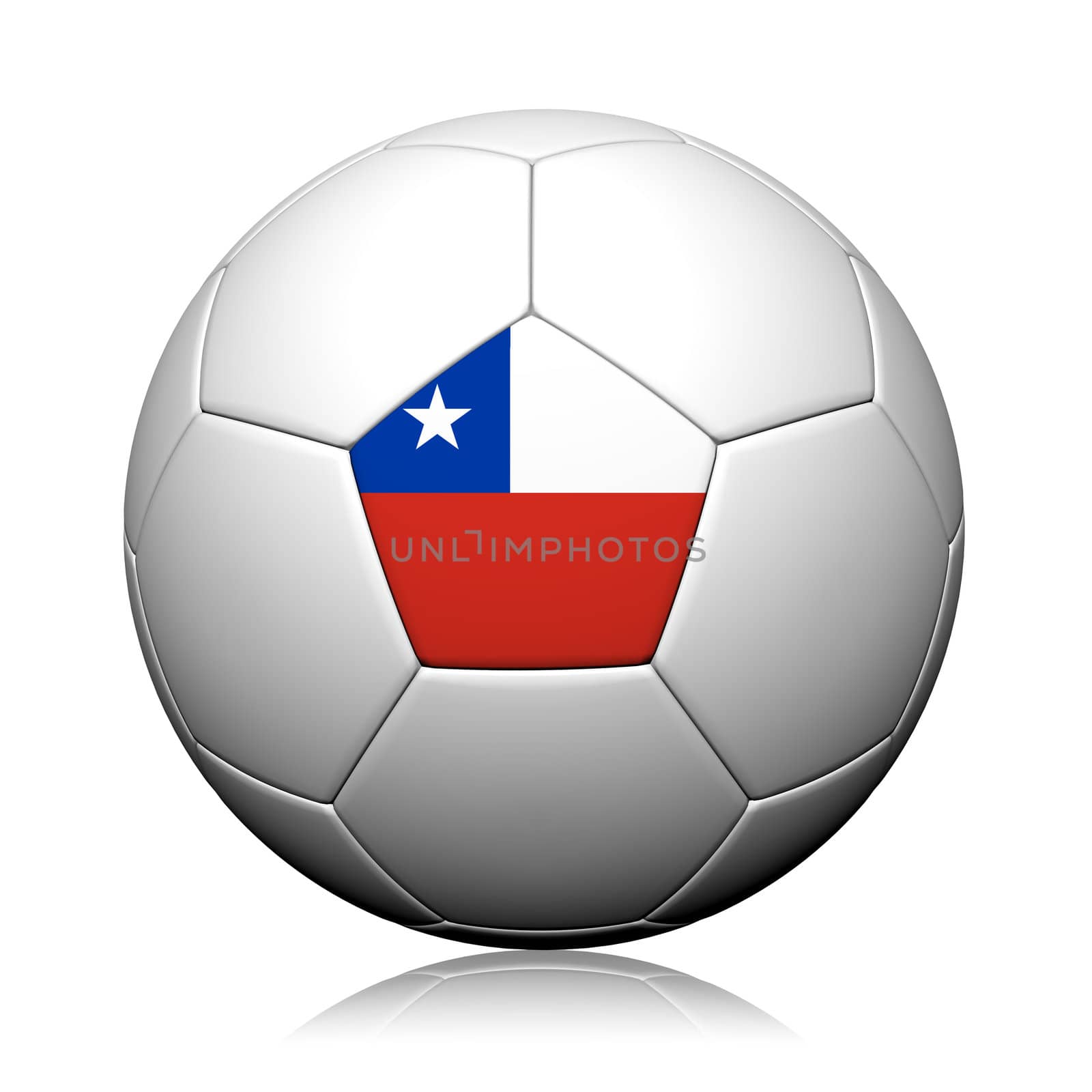 Chile Flag Pattern 3d rendering of a soccer ball