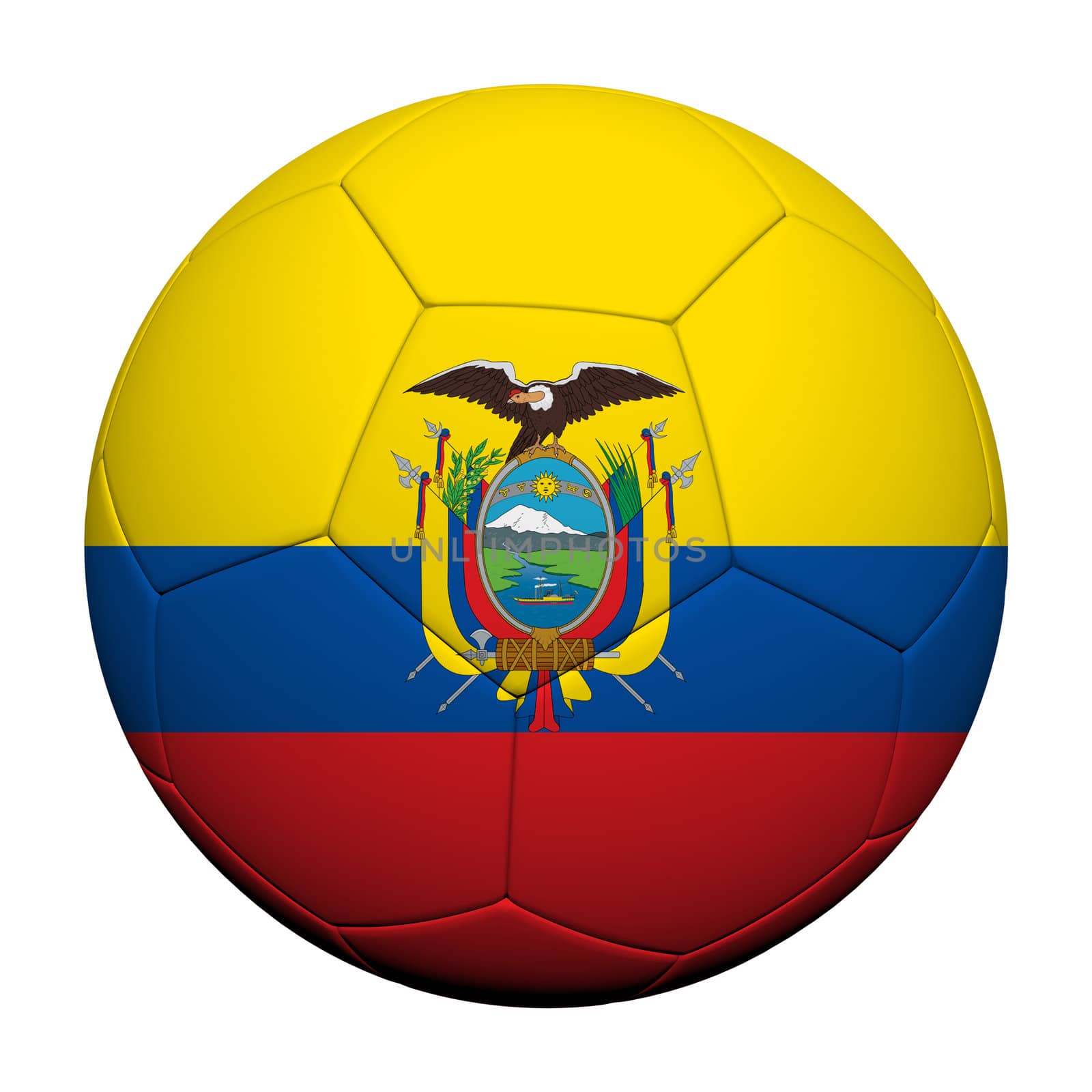 Ecuador Flag Pattern 3d rendering of a soccer ball  by jakgree