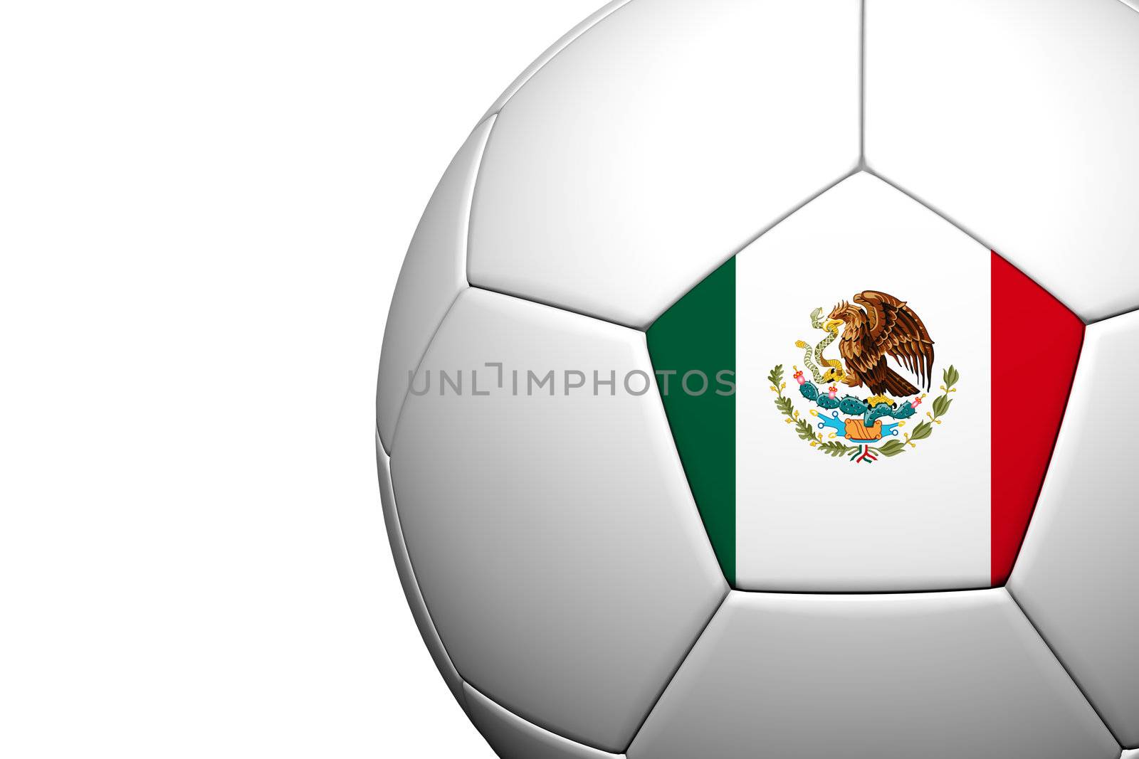 Mexico Flag Pattern 3d rendering of a soccer ball