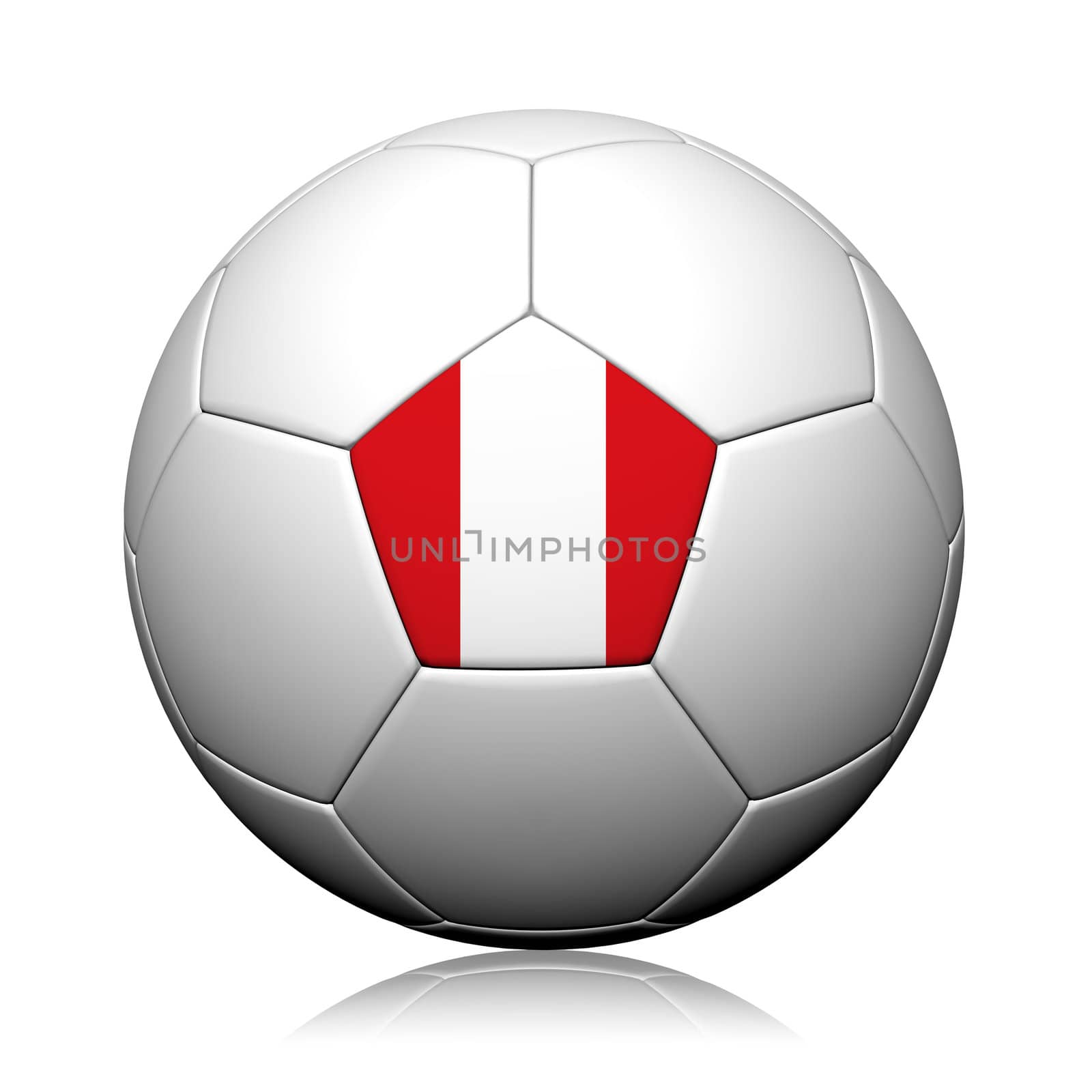 Peru Flag Pattern 3d rendering of a soccer ball