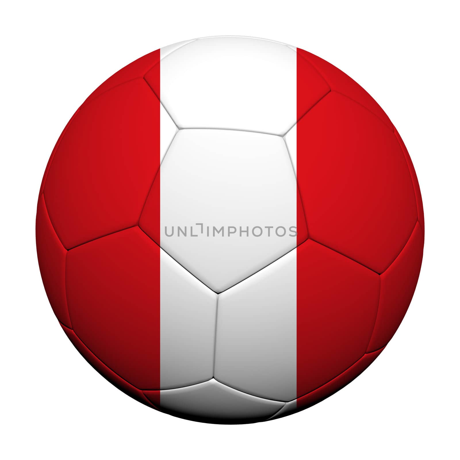 Peru Flag Pattern 3d rendering of a soccer ball 