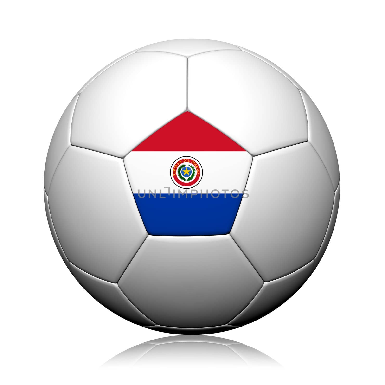 Paraguay Flag Pattern 3d rendering of a soccer ball