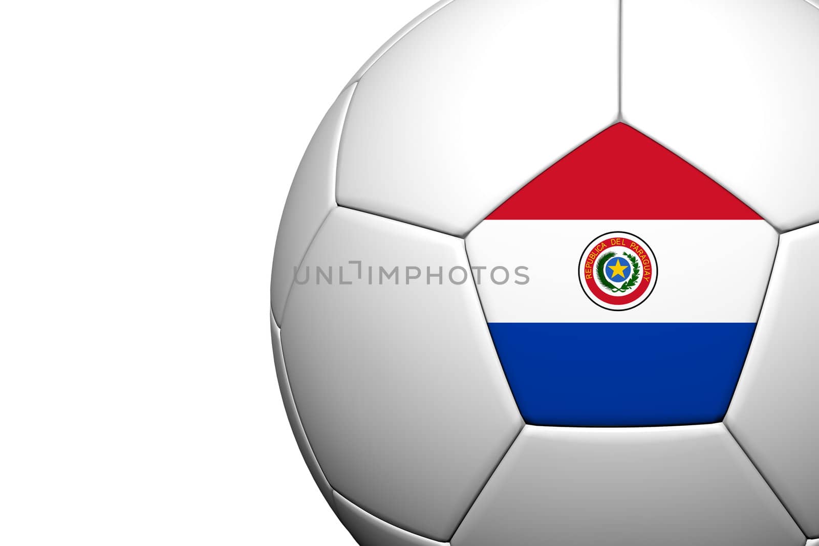 Paraguay Flag Pattern 3d rendering of a soccer ball isolate on white background