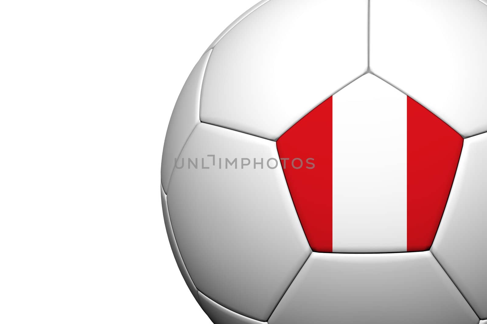 Peru Flag Pattern 3d rendering of a soccer ball isolate on white by jakgree