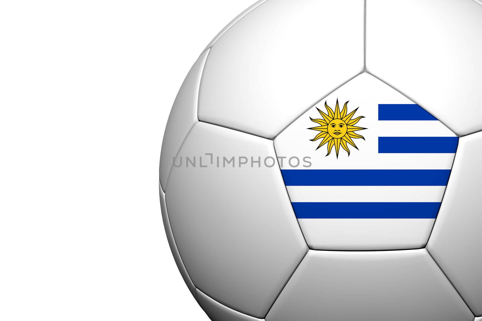 Uruguay Flag Pattern 3d rendering of a soccer ball isolate on white background