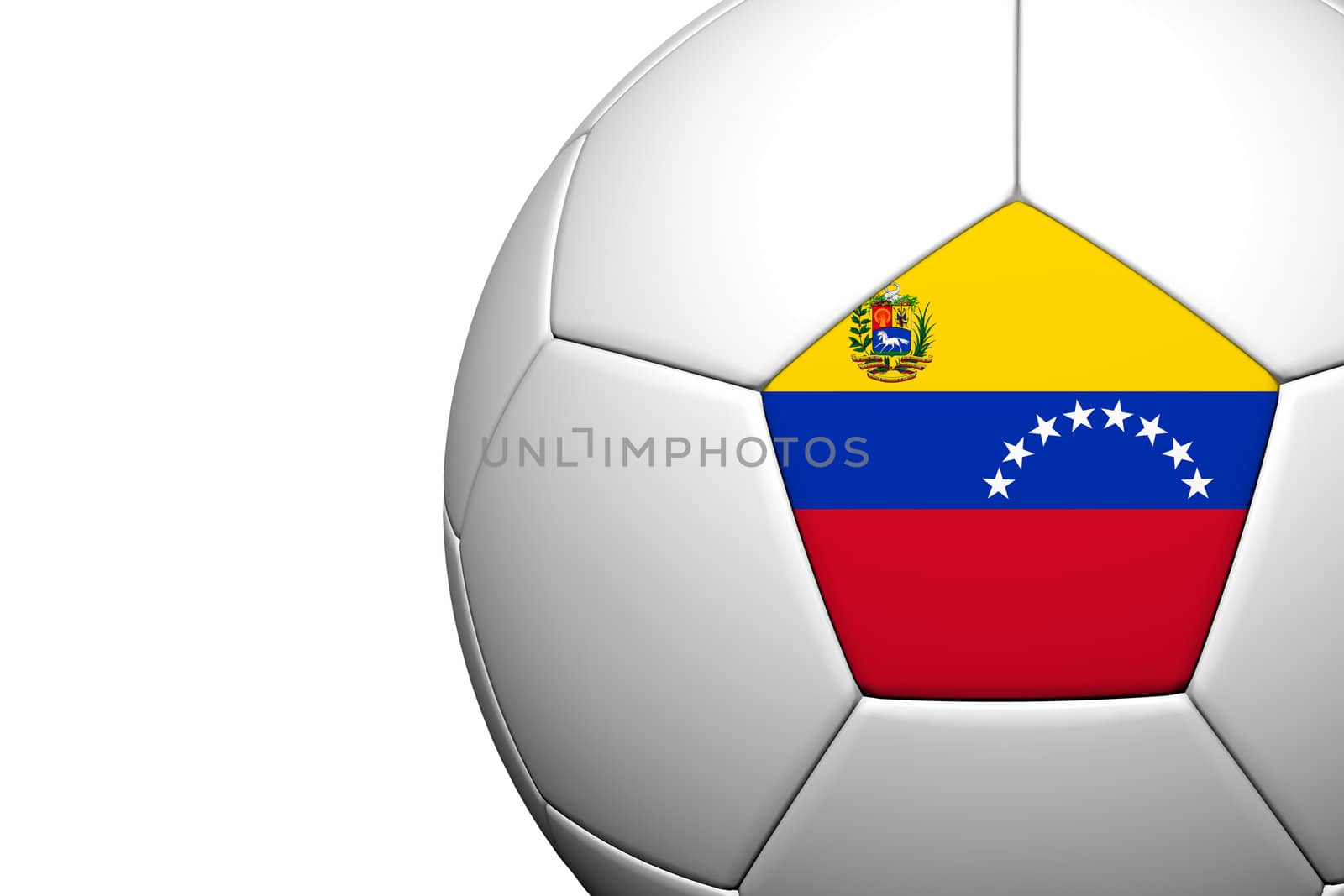 Venezuela Flag Pattern 3d rendering of a soccer ball isolate on white background