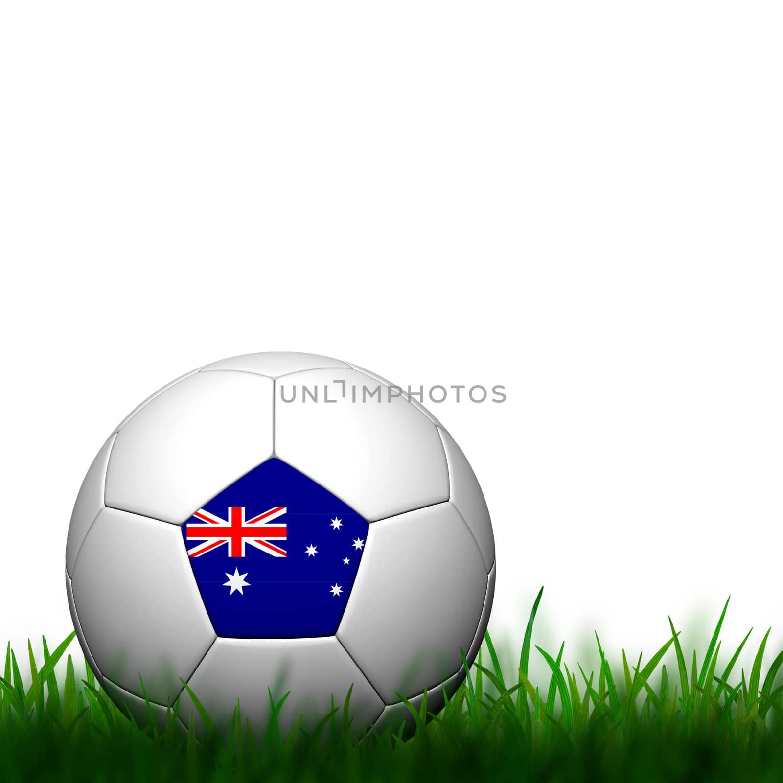 3D Football Australia Flag Patter in green grass on white backgr by jakgree