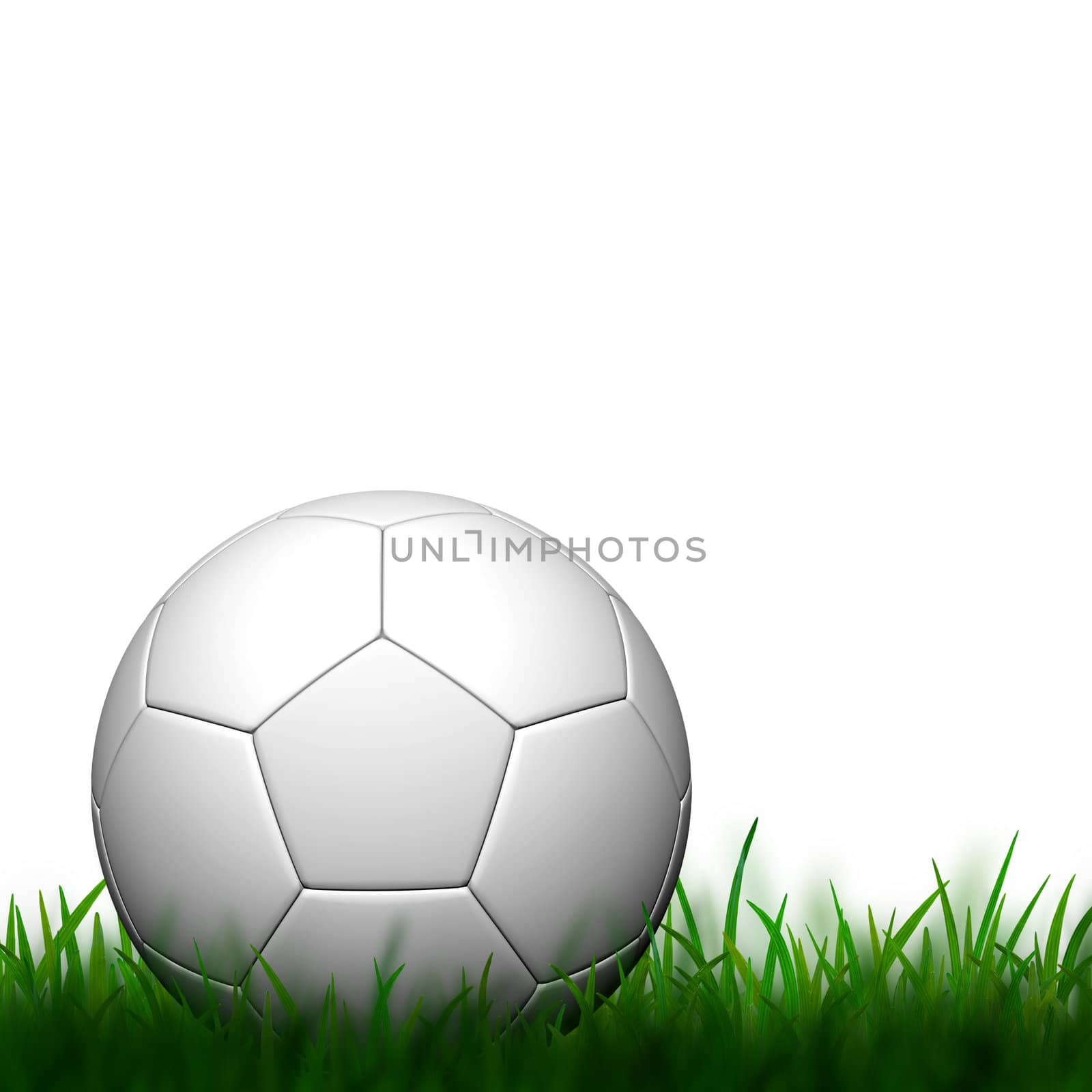 3D Football  in green grass on white background by jakgree