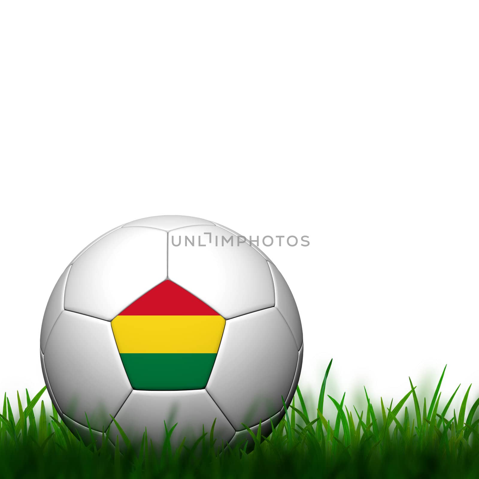 3D Football Bolivia Flag Patter in green grass on white backgrou by jakgree