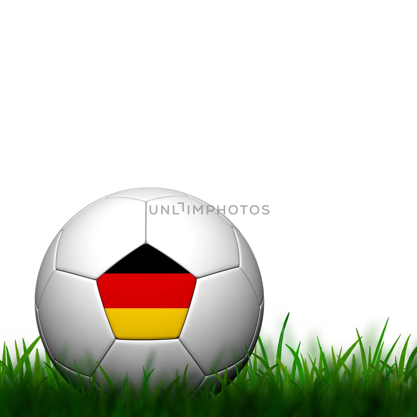 3D Football Germany Flag Patter in green grass on white backgrou by jakgree