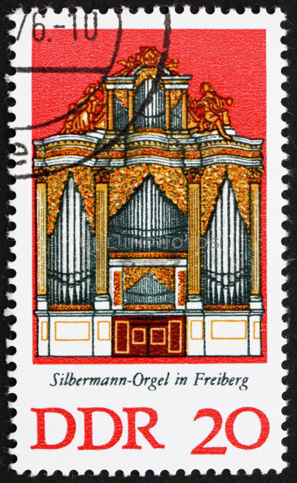 GDR - CIRCA 1976: a stamp printed in GDR shows Silbermann Organ, Freiberg Cathedral, Saxony, Germany, circa 1976