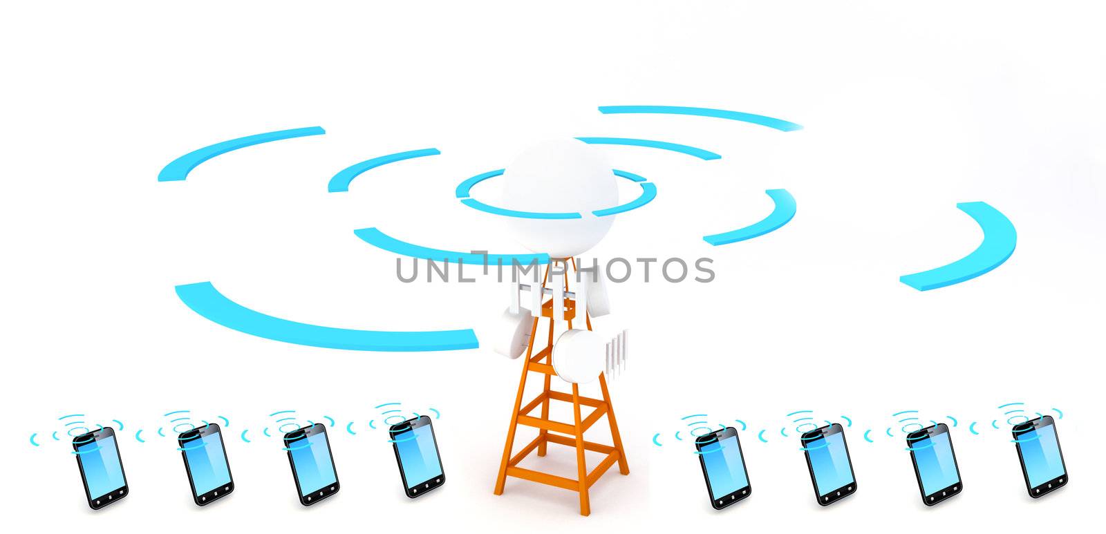 A cellular network or mobile network is a radio network distributed over land areas called cells, each served by at least one fixed-location transceiver, known as a cell site or base station. In a cellular network, each cell uses a different set of frequencies from neighboring cells, to avoid interference and provide guaranteed bandwidth within each cell.

Note: All Devices design and all screen interface graphics in this picture are designed by the contributor him self.