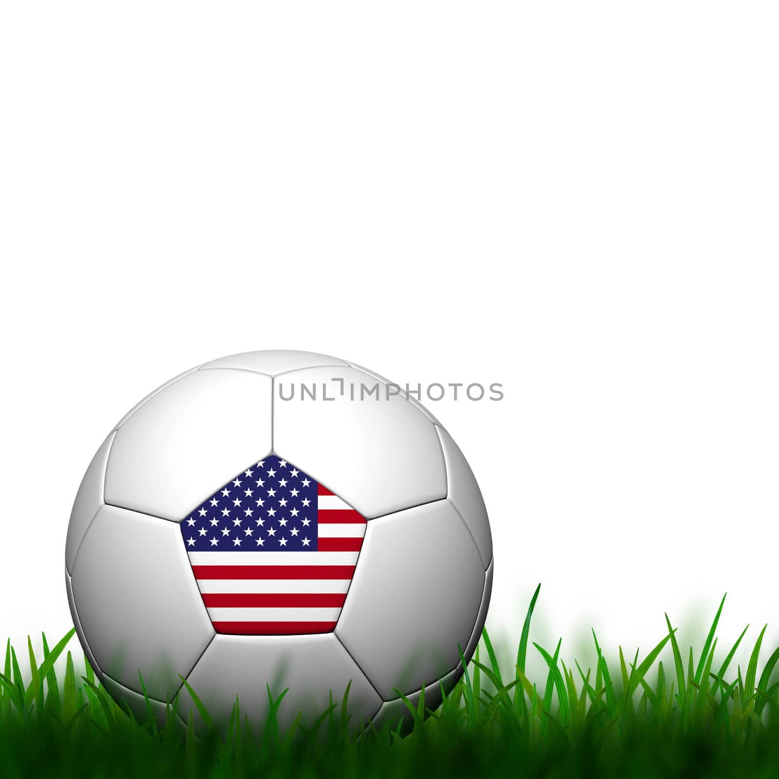 3D Football United States Flag Patter in green grass on white ba by jakgree