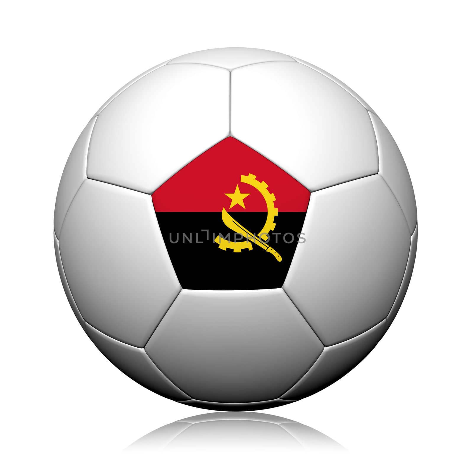 Angola Flag Pattern 3d rendering of a soccer ball