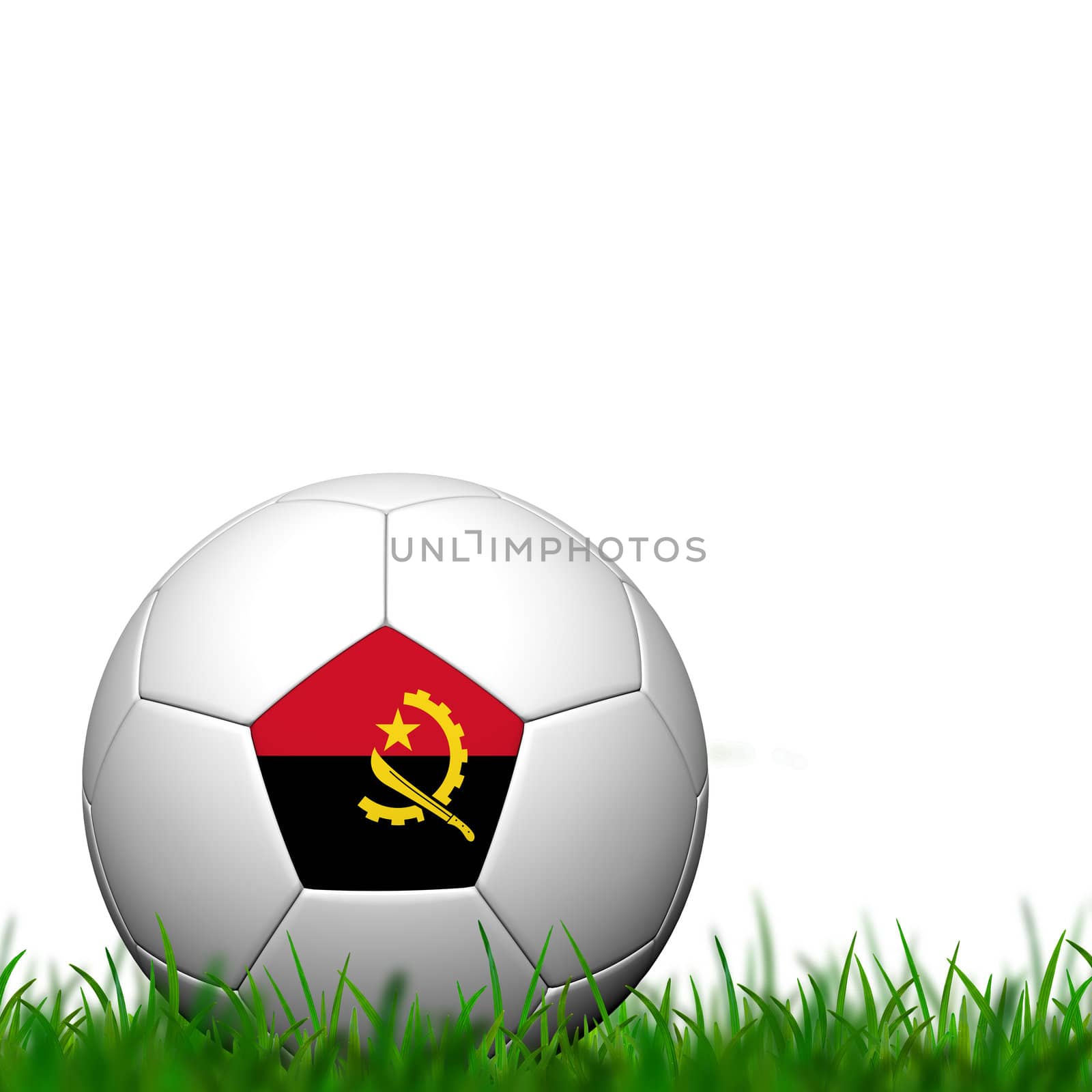 3D Soccer balll  Botswana Flag Patter on green grass over white background