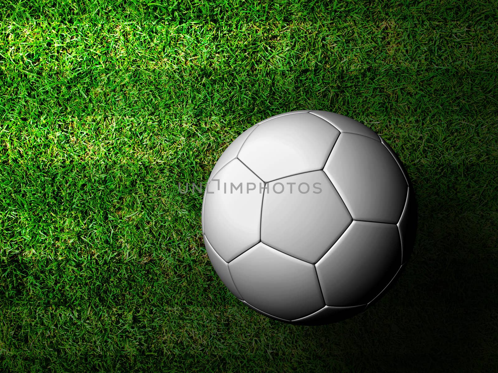 3d rendering of a soccer ball in green grass