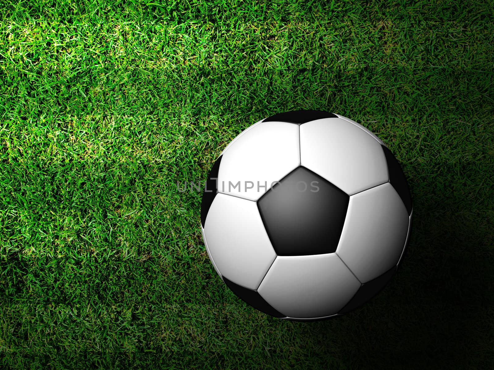 3d rendering of a soccer ball in green grass