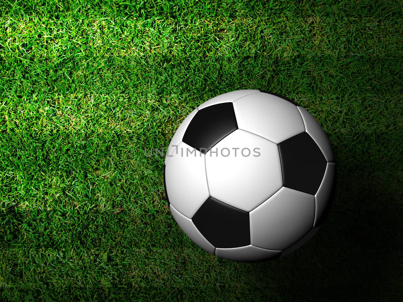3d rendering of a soccer ball in green grass by jakgree